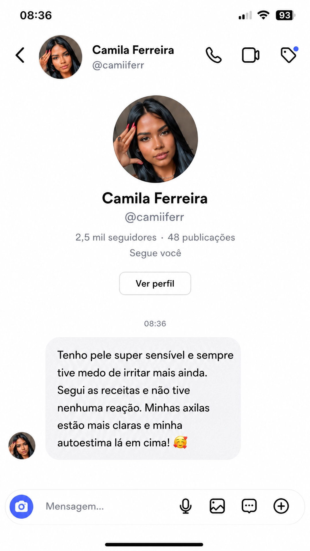 Depoimento de Camila Ferreira